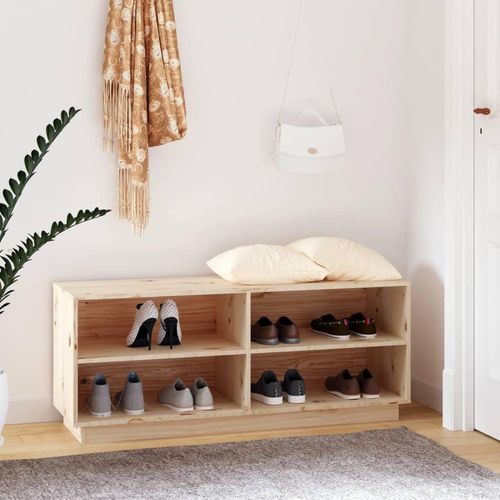 Schuhschrank 110X34X45 Cm Massivholz Kiefer | Farbe: Natur