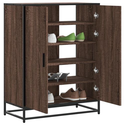 Schuhschrank 75X38X97,5 Cm Holzwerkstoff Metall | Farbe: Braune Eiche