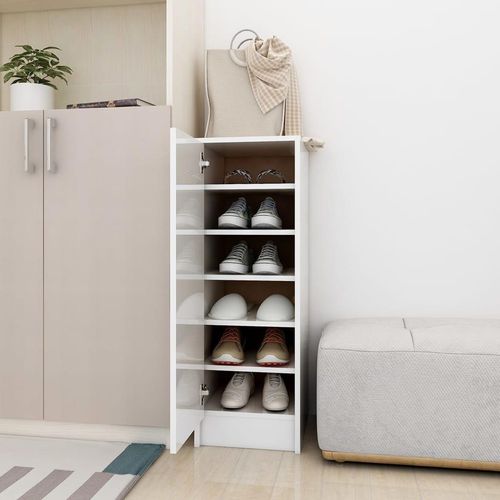 Schuhschrank Artisan-Eiche 32X35X92 Cm Holzwerkstoff | Farbe: Hochglanz-Weiß