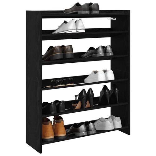 Schuhregal 80X25X Holzwerkstoff Schwarz | Breite: 80 cm | Höhe: 100 cm