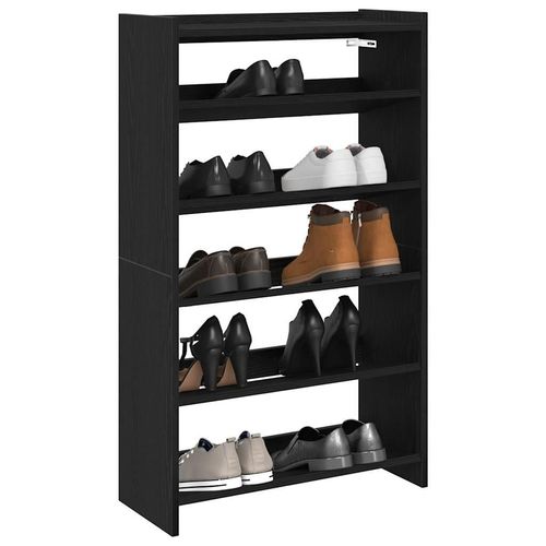 Schuhregal 80X25X Holzwerkstoff Schwarz | Breite: 60 cm | Höhe: 100 cm