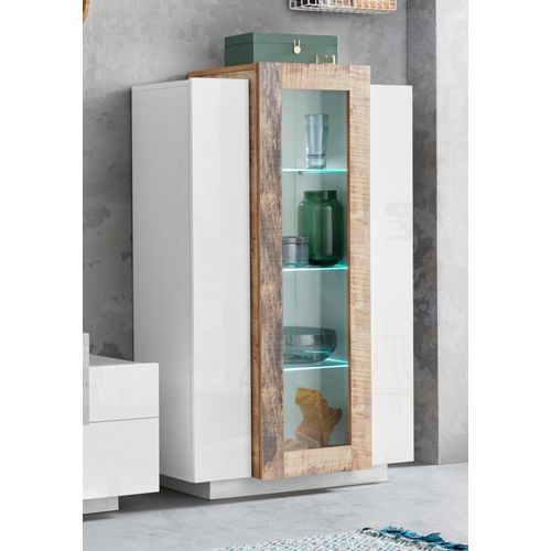 INOSIGN Vitrine »Coro, Vitrine, Glasvitrine, Vitrinenschrank, Stauraumvitrine«, 3 Türen davon 1 Glastür, 9 Fächer, Doppeltiefe, Höhe 120,5cm