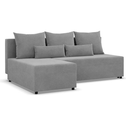 FERMO - Ecksofa mit Schlaffunktion, Bettkastem, Komfort und Still, grau