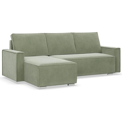 NOTO - Ecksofa mit Schlaffunktion, Bettkastem, Komfort und Still, grün