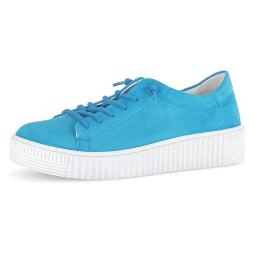 Slip-On Sneaker GABOR, Damen, Gr. 41, blau (türkis), Ziegenveloursleder, unifarben, casual, Schuhe, Freizeitschuh, Halbschuh, Slipper mit Best Fitting-Ausstattung