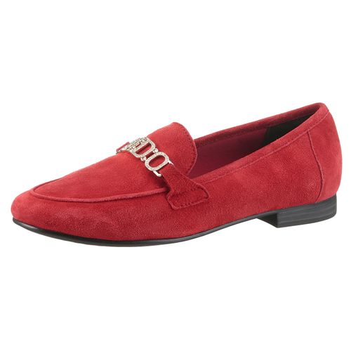 Loafer MARCO TOZZI BY GMK, Damen, Gr. 41, rot, Veloursleder, unifarben, elegant, Schuhe, Blockabsatz, Slipper, Businessschuh mit Feel Me-Ausstattung