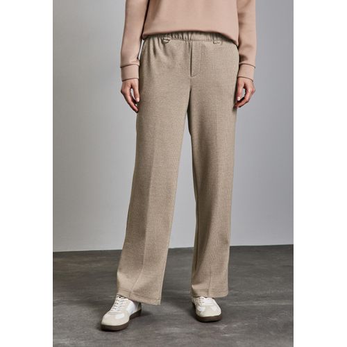 Stoffhose STREET ONE, Damen, Gr. 38, Länge 30, beige (honey sand meliert), Stoff, 75% Polyester, 22% Viskose, 3% Elasthan, unifarben, casual, straight fit lang, Hosen, High Waist