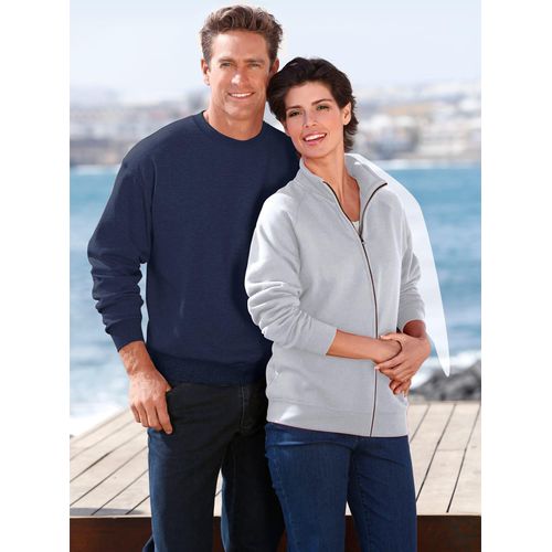 Sweatjacke FRUIT OF THE LOOM, Herren, Gr. XL, grau (grau, meliert), 70% Baumwolle, 30% Polyester, Sweatjacken