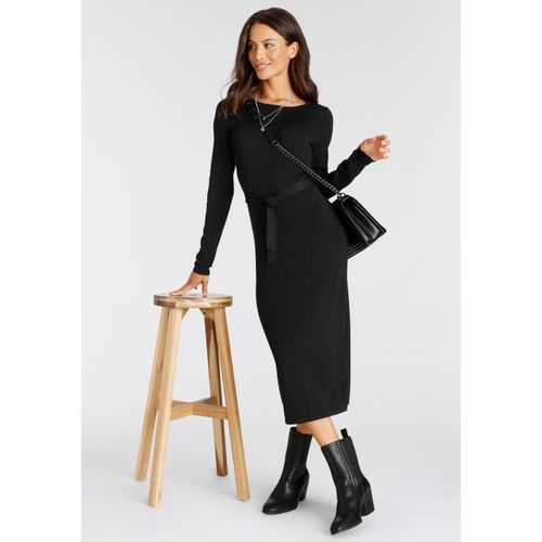 Strickkleid LAURA SCOTT, Damen, Gr. 38, N-Gr, schwarz, Strick, Obermaterial: 70% Viskose, 30% Polyamid, clean, feminin, Midi, U-Boot-Ausschnitt, Langarm, Kleider, festliche Anlässe und Partys, feminin geschnitten