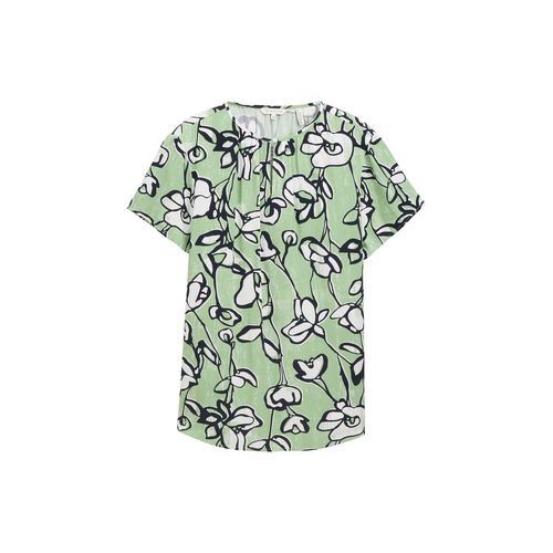 TOM TAILOR Damen Plus Size - Bluse aus Viskose, grün, Geblümt, Gr. 50