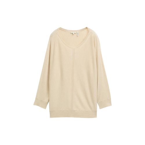 TOM TAILOR Damen Strickpullover mit U-Boot-Ausschnitt, beige, Meliert, Gr. XS
