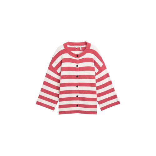 TOM TAILOR Damen Cardigan mit Streifenmuster, rot, Gestreift, Gr. XXL