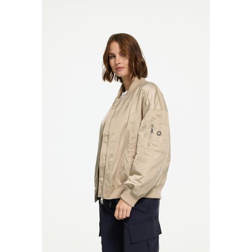 Blouson MANISA, Damen, Gr. 46, beige, Obermaterial: 100% Polyester. Futter: 100% Polyester, unifarben, casual, regular fit taillenbedeckt, ohne Ausschnitt, Langarm Rippbündchen, Jacken, mit überschnittenen Schultern