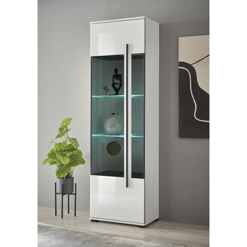 INOSIGN Vitrine »Cantara, Vitrinenschrank in Eiche Evoke oder weiss, Standvitrine«, schwarzer Stangengriff, ausreichend Stauraum, vielseitig einsetzbar