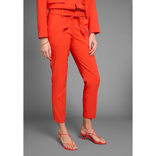 Anzughose HECHTER PARIS, Damen, Gr. 38, N-Gr, rot, Web, Obermaterial: 90% Polyester, 10% Elasthan, unifarben, feminin, schmal knöchelfrei, Hosen, mit Bindegürtel