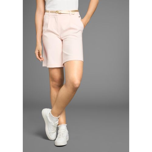 Chinoshorts LAURA SCOTT, Damen, Gr. 38, N-Gr, rosa (rose), Obermaterial: 94% Polyester, 6% Elasthan, unifarben, feminin, regular fit kniefrei, Hosen, mit passendem Gürtel