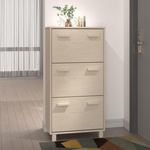 Schuhschrank Hamar 59,5X35X117 Cm Massivholz Kiefer | Farbe: Honigbraun