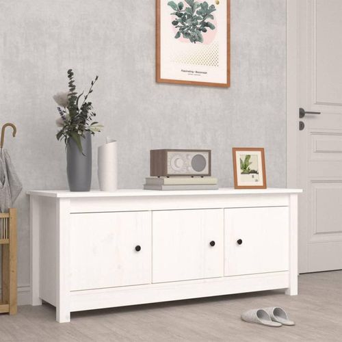 Schuhschrank 110X38X45,5 Cm Massivholz Kiefer | Farbe: Weiß