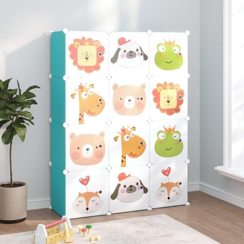 Kinderschrank Modular Mit 6 Würfeln Pp | Farbe: Grün | Größe: 110 x 36.5 x 143.5 cm