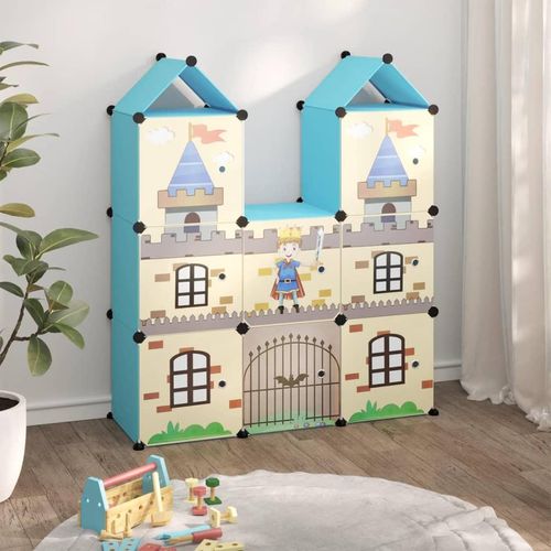 Kinderschrank Modular Mit 6 Würfeln Pp | Farbe: Blau | Größe: 109.5 x 36.5 x 127 cm