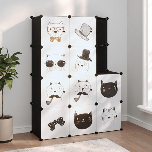 Kinderschrank Modular Mit 6 Würfeln Pp | Farbe: Schwarz | Größe: 110 x 46.5 x 144 cm