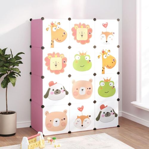 Kinderschrank Modular Mit 6 Würfeln Pp | Farbe: Rosa | Größe: 110 x 46.5 x 144 cm