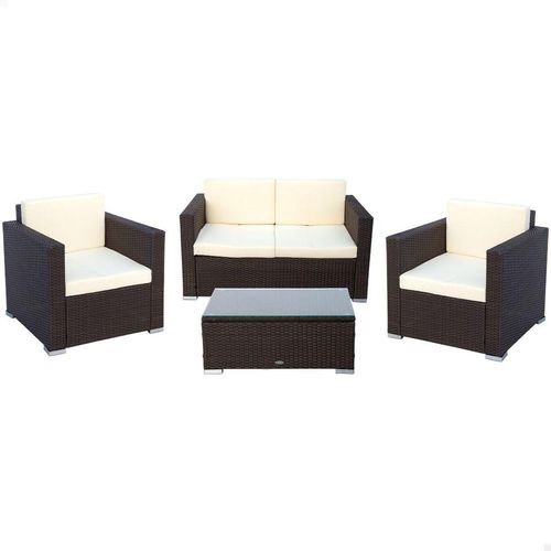 AKTIVE 61071 - Gartenset Rattanmöbel de outdoor, Rattan set Garten, Outdoor-Terrassenmöbel, beinhaltet 2 Outdoor-Gartensessel, 1 Outdoor-Sofa und 1 Outdoor-Terrassentisch, Schwarz