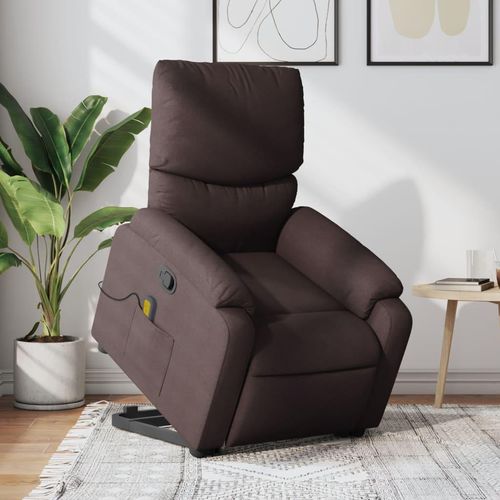 Massagesessel mit Aufstehhilfe Dunkelbraun Stoff 3204841