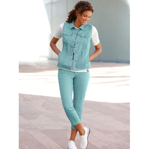 Jeansweste CASUAL LOOKS, Damen, Gr. 46, grün (salbei), 81% Baumwolle, 17% Polyester, 2% Elasthan, unifarben, Westen