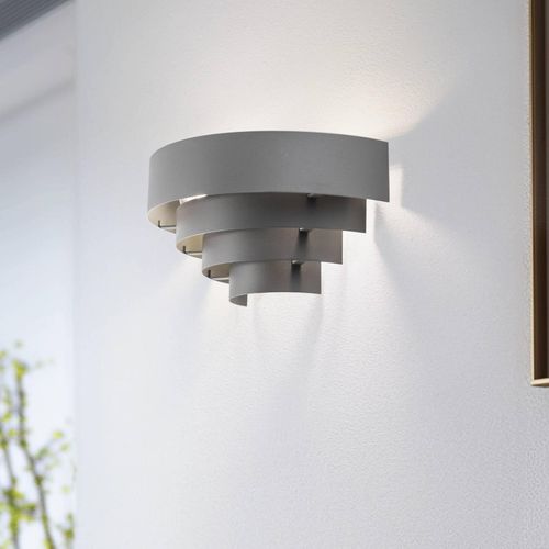 Wandleuchte Levin mit Stahlschirm, grau