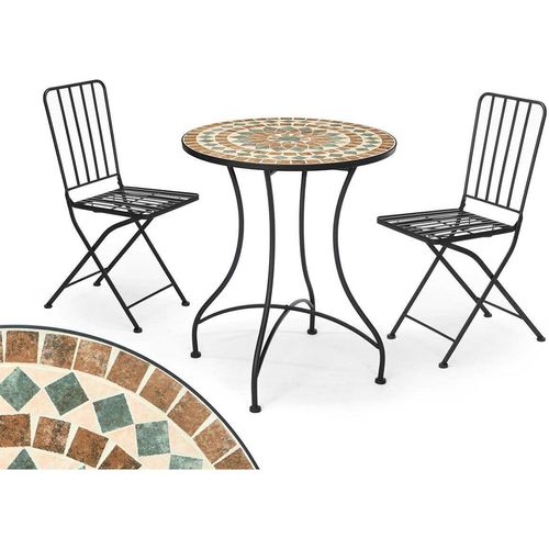 Tisch mit 2 Stühlen Ibergarden Mosaico-Forja Braun Schwarz