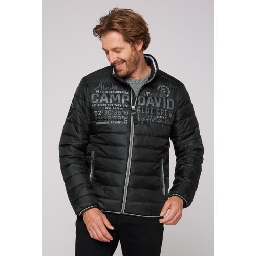 Outdoorjacke CAMP DAVID, Herren, Gr. L, schwarz, Material Oberstoff: 100% Polyester, Futter: 100% Polyester, Füllung: 100% Polyester, bedruckt, bestickt, casual, lässig geschnitten normal, Langarm eingesetzt elastischer Bund, Jacken, mit elastischem Saumabschluss