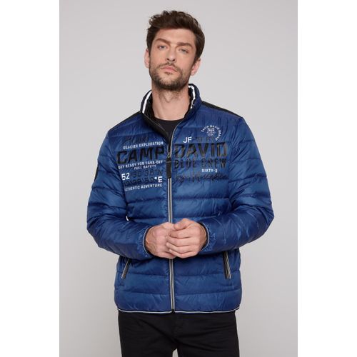 Outdoorjacke CAMP DAVID, Herren, Gr. S, blau, Material Oberstoff: 100% Polyester, Futter: 100% Polyester, Füllung: 100% Polyester, bedruckt, bestickt, casual, lässig geschnitten normal, Langarm eingesetzt elastischer Bund, Jacken, mit elastischem Saumabschluss
