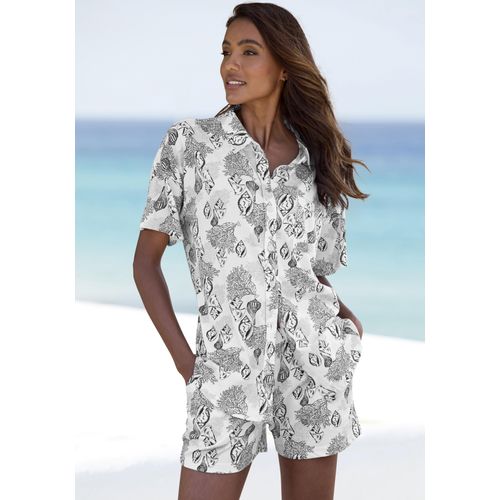 Shorty VIVANCE DREAMS, Damen, Gr. 32/34, beige (creme, gemustert), Single Jersey, Obermaterial: 60% Baumwolle, 40% Polyester, gemustert, feminin, bequem kurz, Kurzarm abgesteppt, Homewear-Sets, Klassischer Schnitt