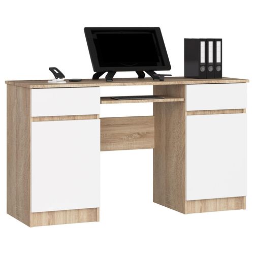 PC-Schreibtisch AKORD A5 Sonoma-Eiche Front Weiß B135 x H77 x T50 cm