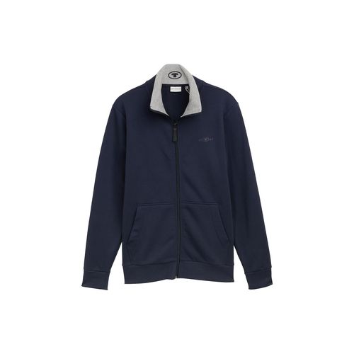 TOM TAILOR Herren Sweatjacke mit Stehkragen, blau, Uni, Gr. L Image