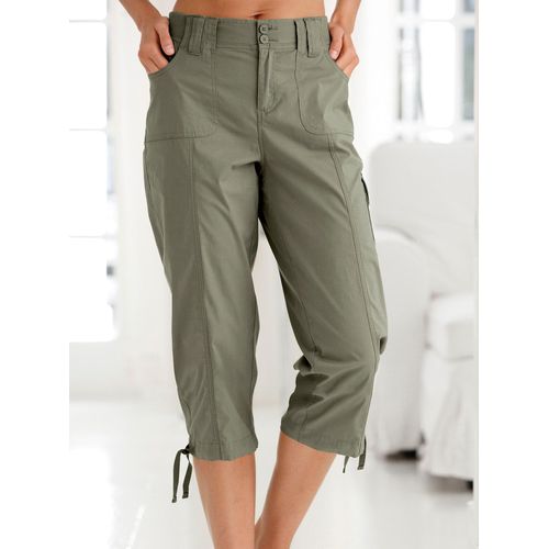 Caprihose CASUAL LOOKS, Damen, Gr. 46, Normalgrößen, grün (hellkhaki), 98% Baumwolle, 2% Elasthan, unifarben, 3/4-Länge, Hosen
