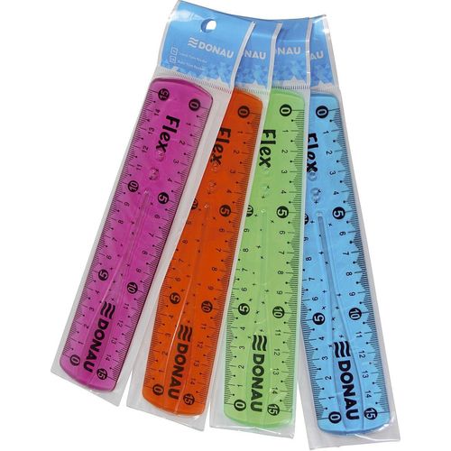 12x DONAU 5410100-99 Lineal transparent 15 cm sortiert