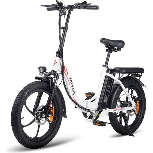 Faltbares Elektrofahrrad, 20-Zoll-Fettreifen-Elektro-Mountain-Fahrrad, Schnee-E-Bike, 36 V/16 Ah, Lithiumbatterie, 250 W Weiß