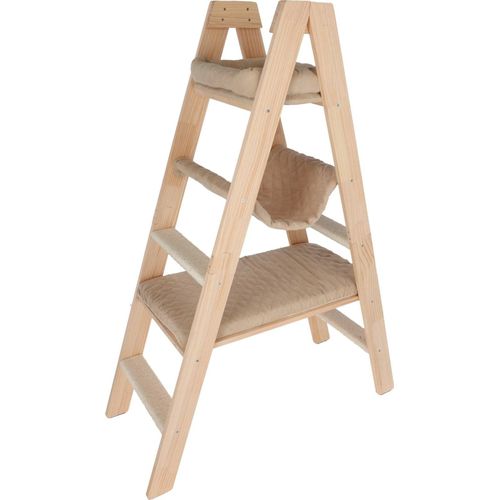 Kratzbaum 134 cm - LEITER - KERBL - Massivholz - 3 Ablagemöglichkeiten