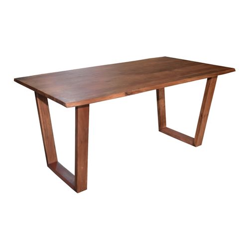 Esstisch Baumkante massiv Akazie nuss 120 x 80 V-Holzgestell nussbaumfarben GIRONA