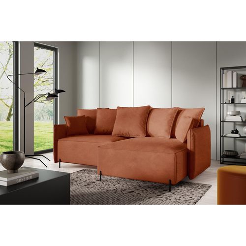 Ecksofa Schlafsofa BETTO Stoff Now or Never Rostbraun Ottomane Rechts