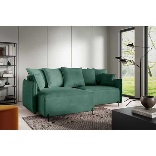 Ecksofa Schlafsofa BETTO Stoff Now or Never Grün Ottomane Links