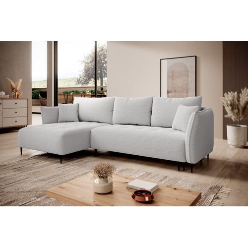 Ecksofa BARI mit Schlaffunktion und Bettkasten, Breite 276 cm , Catch me 22, Ottomane: links