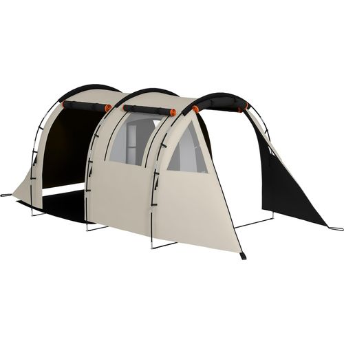 Outsunny Tunnelzelt, Campingzelt für 5 Personen, Familienzelt mit 2 Räumen, Seitenfenster, Tragetasche, 3000mm Wasserabweisend, für Garten, Campingpla