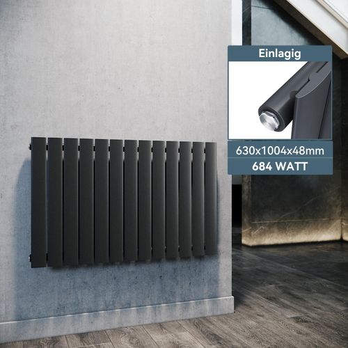 SONNI 630×1004mm Anthrazit Einlagig Paneelheizkörper Vertikal Heizkörper