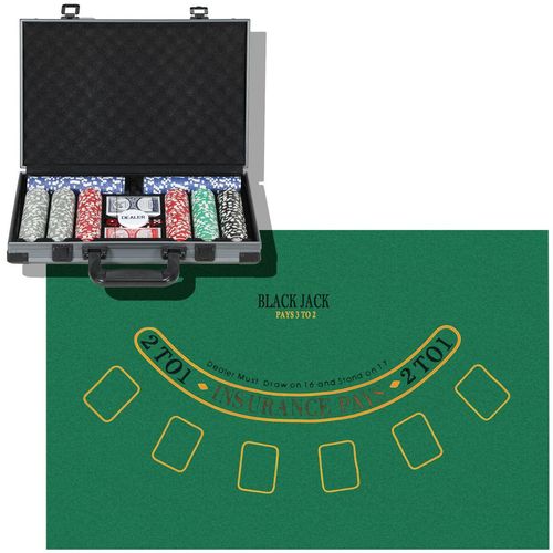 Pokerkoffer Pokerset mit 400 Chips, 11,5 Gramm, 2 Kartendecks, 5 Würfeln