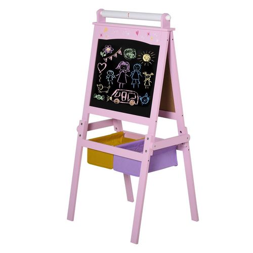Kindertafel Tafel mit 2 Aufbewahrungskörben für Kinder über 3 Jahre MDF Rosa