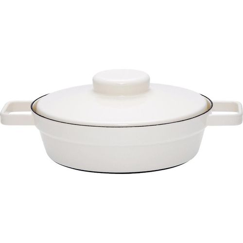 Riess Aromapot Emaille Pfanne mit Deckel 24 cm Pure White