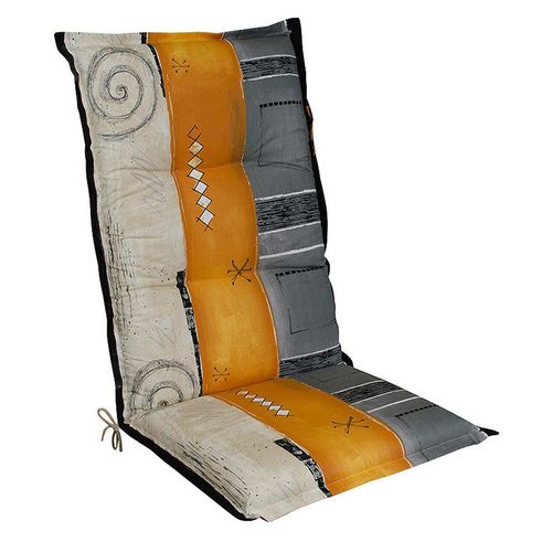 Xxxl Sesselauflage , Grau, Natur, Orange , Textil , Streifen , Füllung: Schaumstoff, Vlies , 50x9x120 cm , Made in Germany , Outdoor-Kissen,